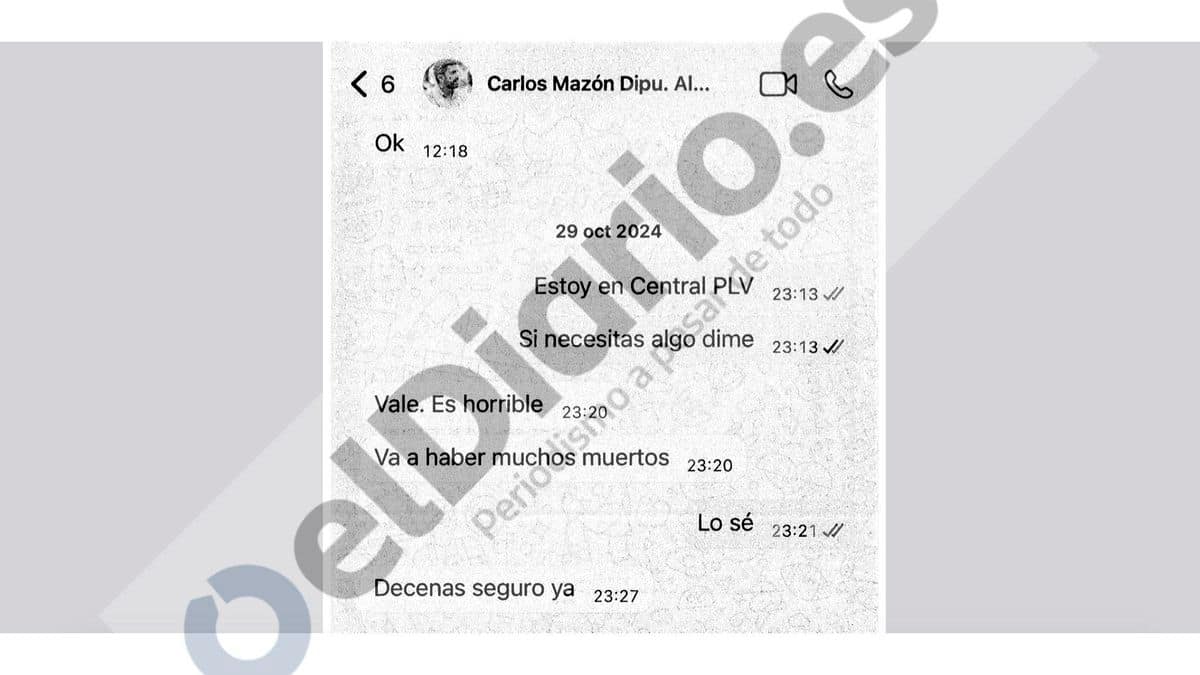 Los whatsapps de Mazón a la alcaldesa de València la noche de la dana: "Va a haber muchos muertos, decenas"