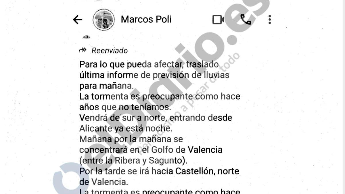 "La tormenta es preocupante como hace años que no teníamos": whatsapps la víspera de la dana de un jefe de Policía Local